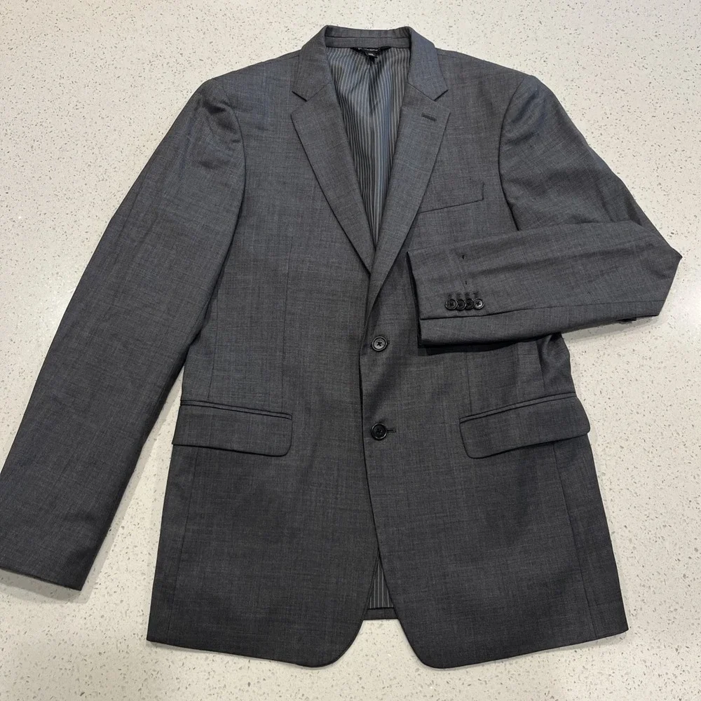 Banana Republic Blazer Mens 40L Gray Marzotto Tessuto Wool Extra Slim Fit Jacket